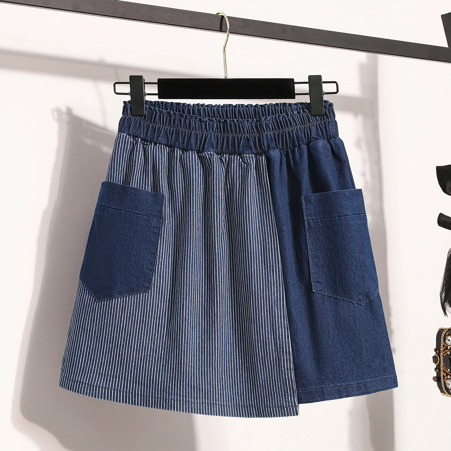 Summer Fashion Striped Patchwork Shorts for Women Good Quality Classical Design Fake Skirt Hot Pants Female