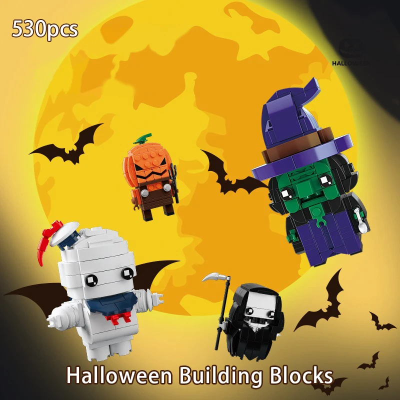 

Halloween MOC Building Block Ghost Pumpkin Series Character Assemble Model Classic DIY Scene Toys Bricks for Kids Funny Gifts