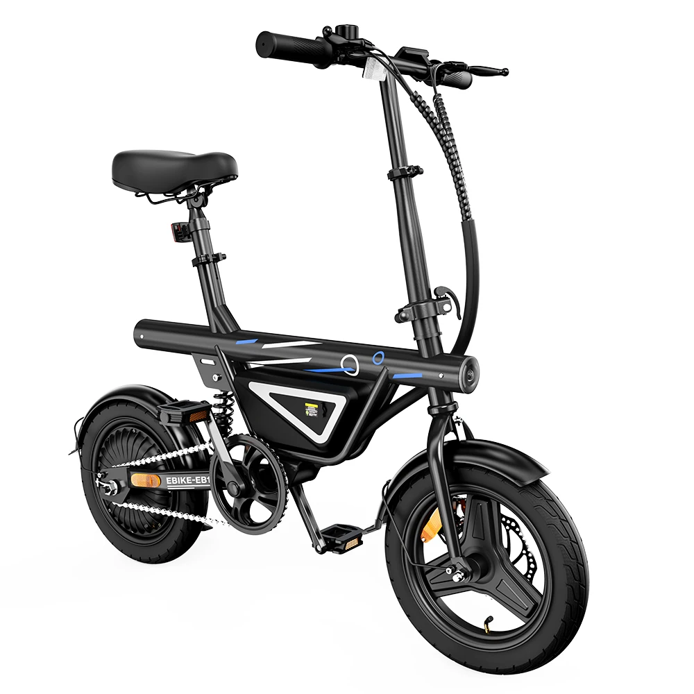 iScooter EB1S elektrische fiets, 250W motor, 36V 12Ah accu, 14-inch opvouwbare e-bike voor volwassenen, drie snelheden, elektrische fiets voor woon-werkverkeer, 25 KM/H snelheid, met app