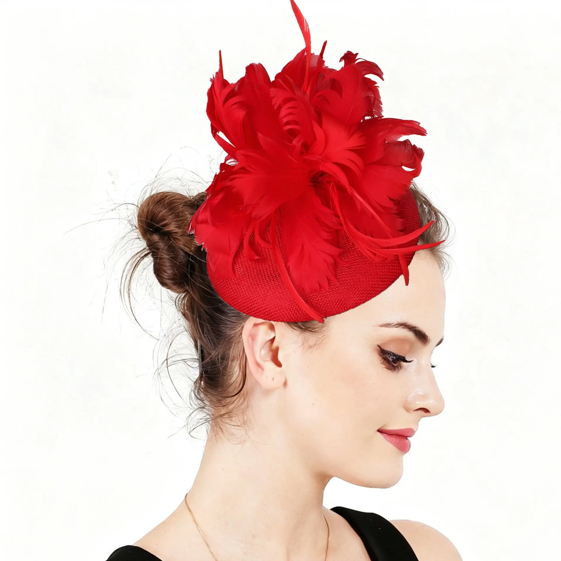 Women Feather Kentucky Derby Royal Ascot Fascinator Headband Chapeau Wedding Event Hats Ladies Tea Party Cocktail Headpiece Hair