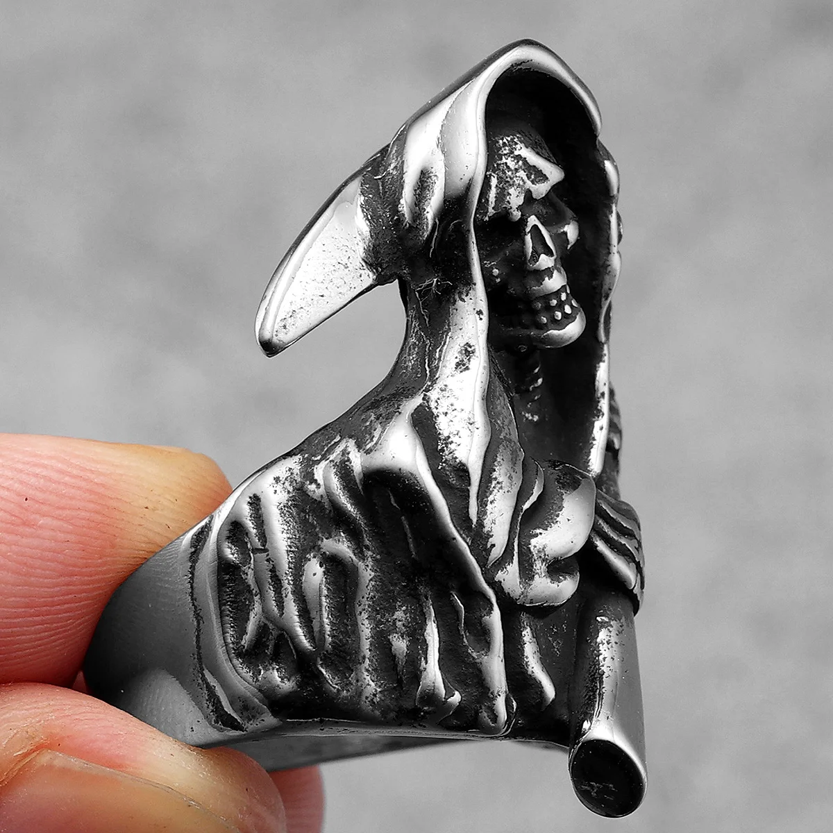 Grim Reaper Stylish Skull Men Rings Stainless Steel Women Jewelry Punk Retro New In Rock Fashion Accessories Gift Wholesale