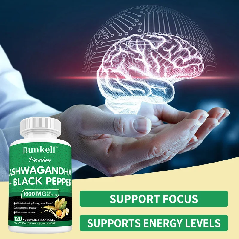 Ashwagandha Extract Capsules 1000mg with Black Pepper - Stress Relief, Mood, Sleep & Immune Support, Balance Energy Levels