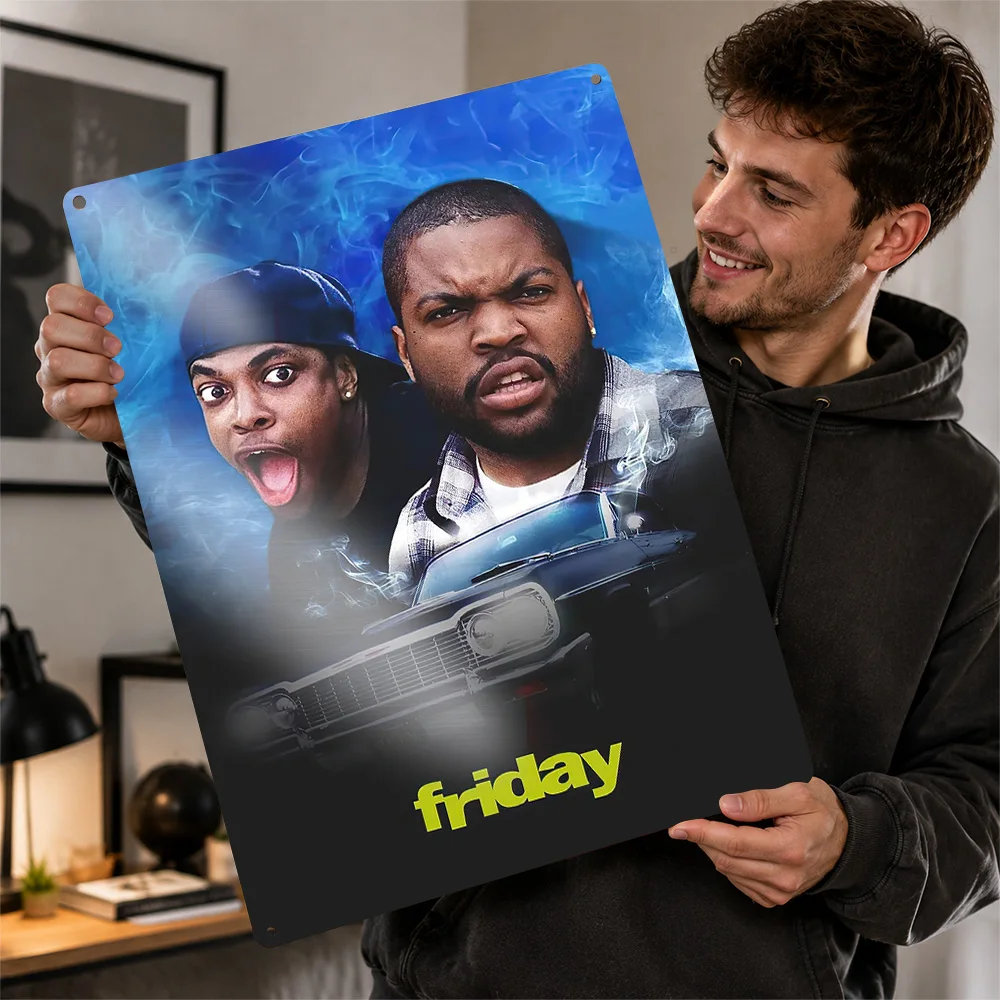 Friday Movie With Smokey and Craig 3D Printed Texture Poster Personalized Wall Art Retro Metal Tin Signs for Wand Deko Decor