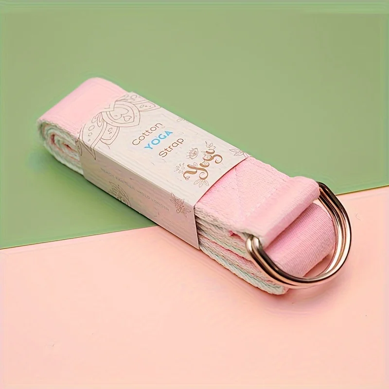 حزام يوجا قابل للتمدد بلونين، حزام مقاومة رياضي قابل للتعديل مع إبزيم على شكل حرف D، مناسب لتدريب البيلاتس المرنة وتشكيل الجسم