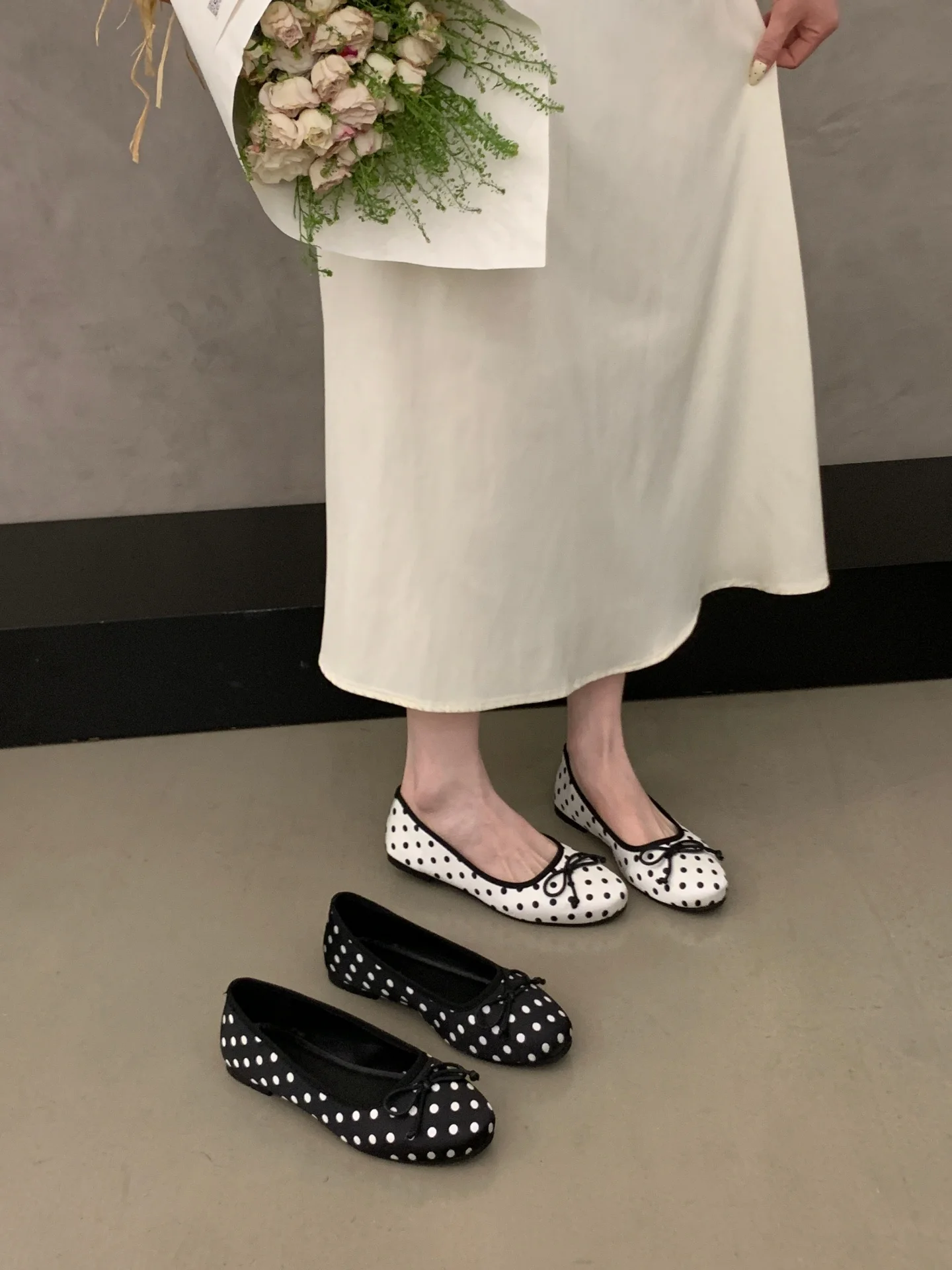 バレエフラット-メリージェーンシューズ-水玉模様-スリッポン-レディース-フラットシューズ-春夏-滑り止め-ラウンドトゥ-ファッション-シングルシューズ