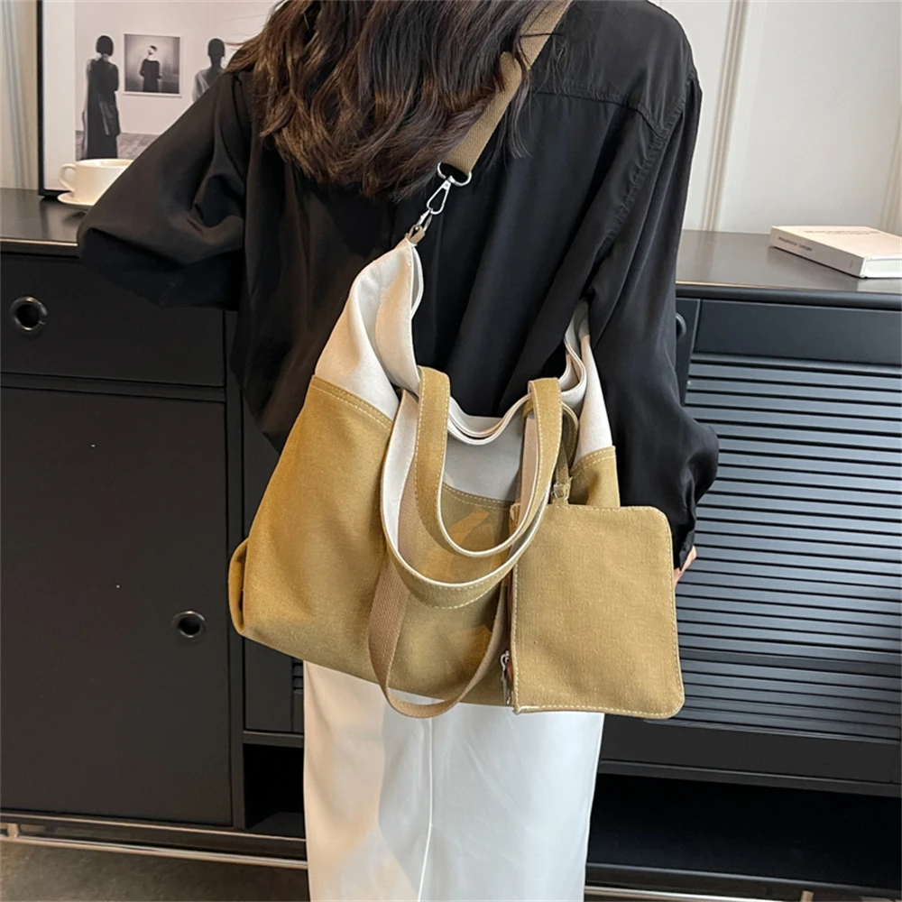 New Patchwork Women's Handbag Large Capacity High Quality Canvas Ladies Shoulder Bag Multifunctional Women Crossbody Bags Bolsos