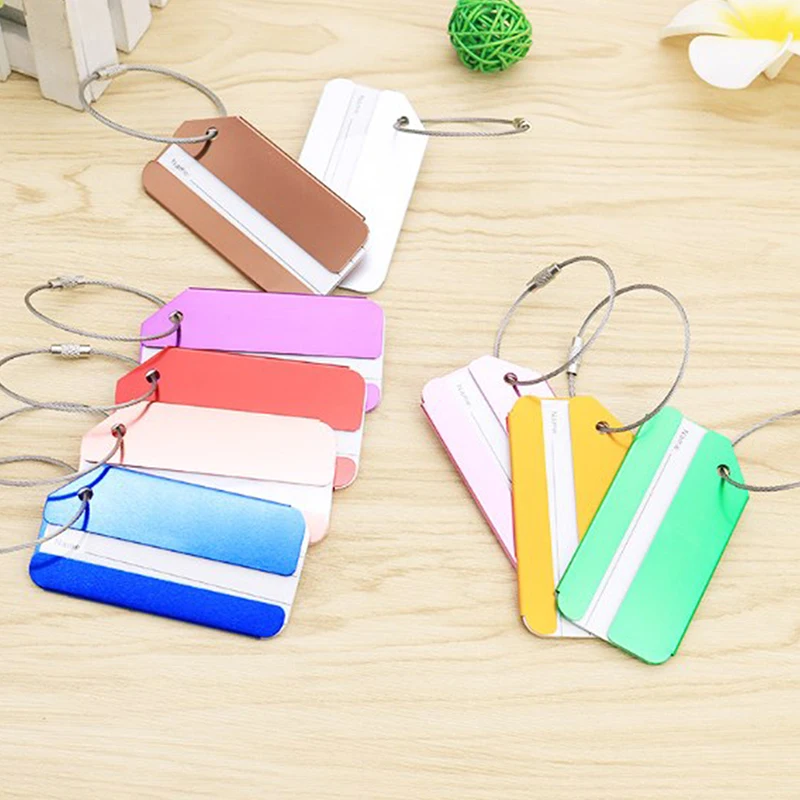 Luggage Tags Aluminium Alloy Suitcase Tag Travel Labels Set With Steel Loop ID Luggage Tags For Suitcases Travel Accessories