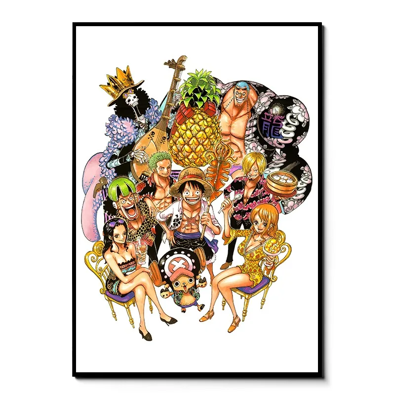 Póster artístico de pared con pintura en lienzo sin marco de One Piece, para decoración del hogar, sala de estar, regalo