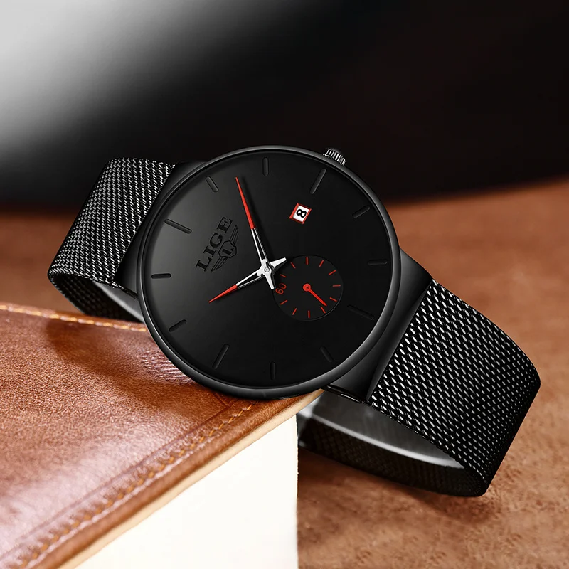 ساعات كوارتز عصرية من LIGE للرجال، ساعة رياضية خارجية مقاومة للماء للرجال، تقويم أعمال فاخر، ساعة رجالية من الفولاذ المقاوم للصدأ