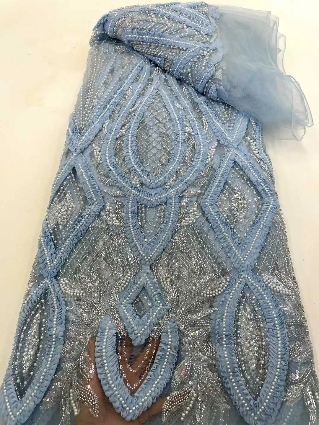 Luxury African Sequin Beaded Lace Fabric 2025 High Quality Groom Nigerian Wedding Bridal Embroidery French Tulle Sewing