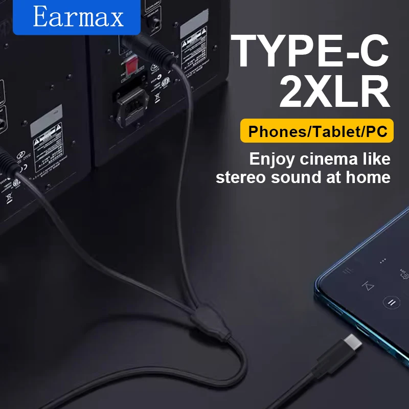 USB-C to Dual XLR 3-pin TYPE-C Cable is For Audio Speakers Amplifiers  Mobile Mixing Consoles Laptops IPads and Phones