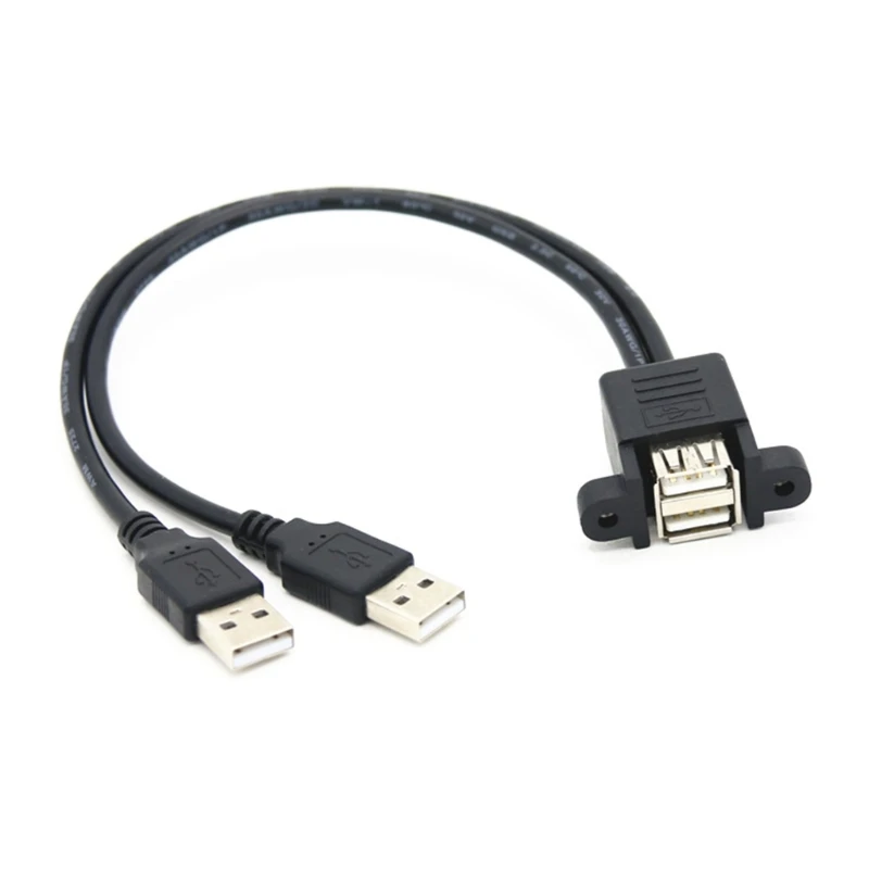 Câble d'extension USB 2.0 A mâle à femelle à 2 couches avec trous vis pour sur panneau, espacement 30 mm