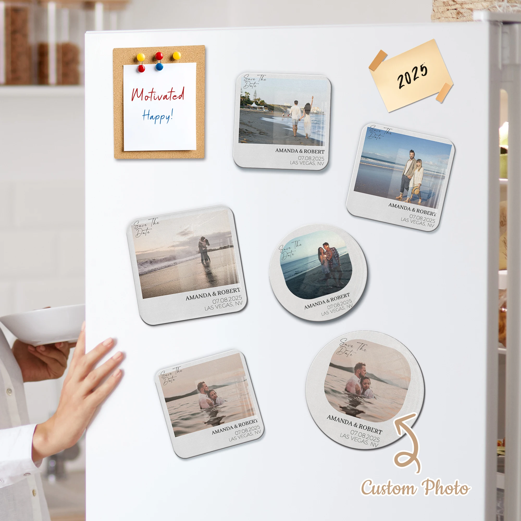 

Personalized Couple Travel Refrigerator Magnet Custom Commemorative Gift Family Kitchen Restaurant Whiteboard Home Decoration