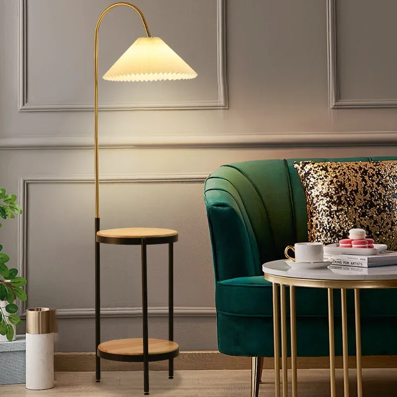 Nordic Floor Lamp, Living Room, Bedroom, Instagram Creative Vertical Long Pole Pleated Sofa, Corner Table Lamp