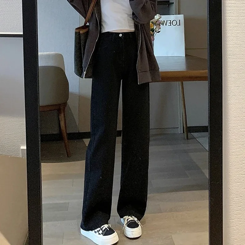 

Джинсы с прямыми штанинами 2025 г. Женские мешковатые брюки с высокой талией и широкими штанинами.