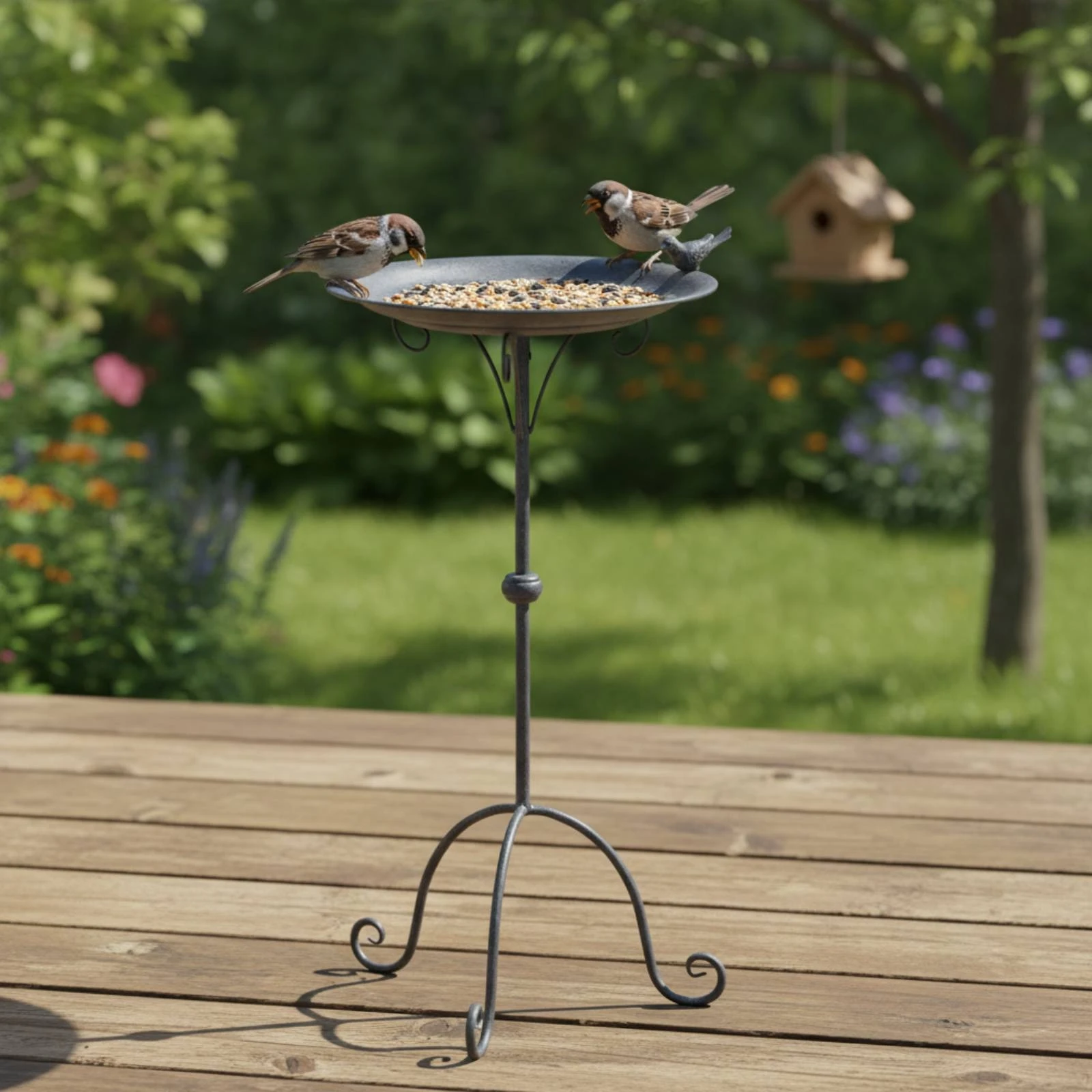 Metal Bird Feeder Tray Easy to Clean Garden Decor for Patio view 6
