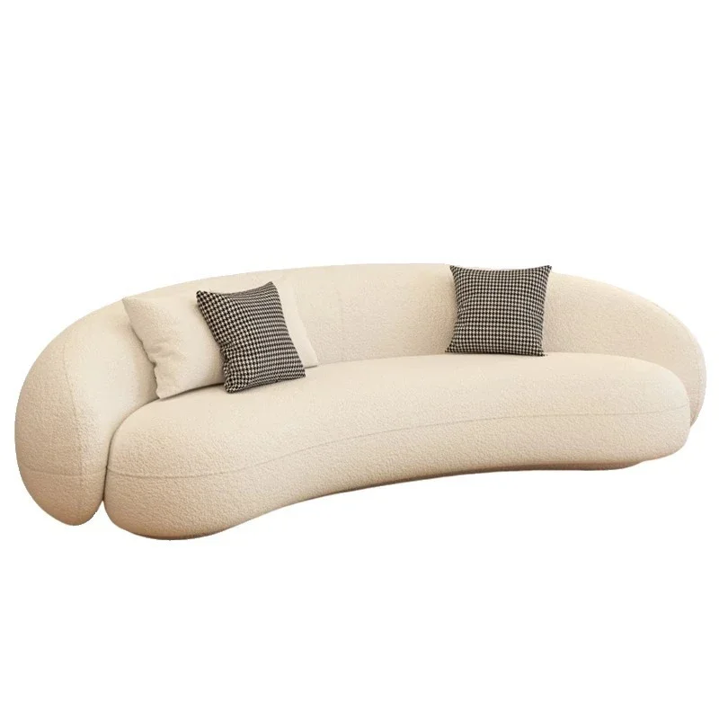 

Cream wind fabric sofa beauty salon reception creative small apartment simple room curved clothing store Internet celebrity