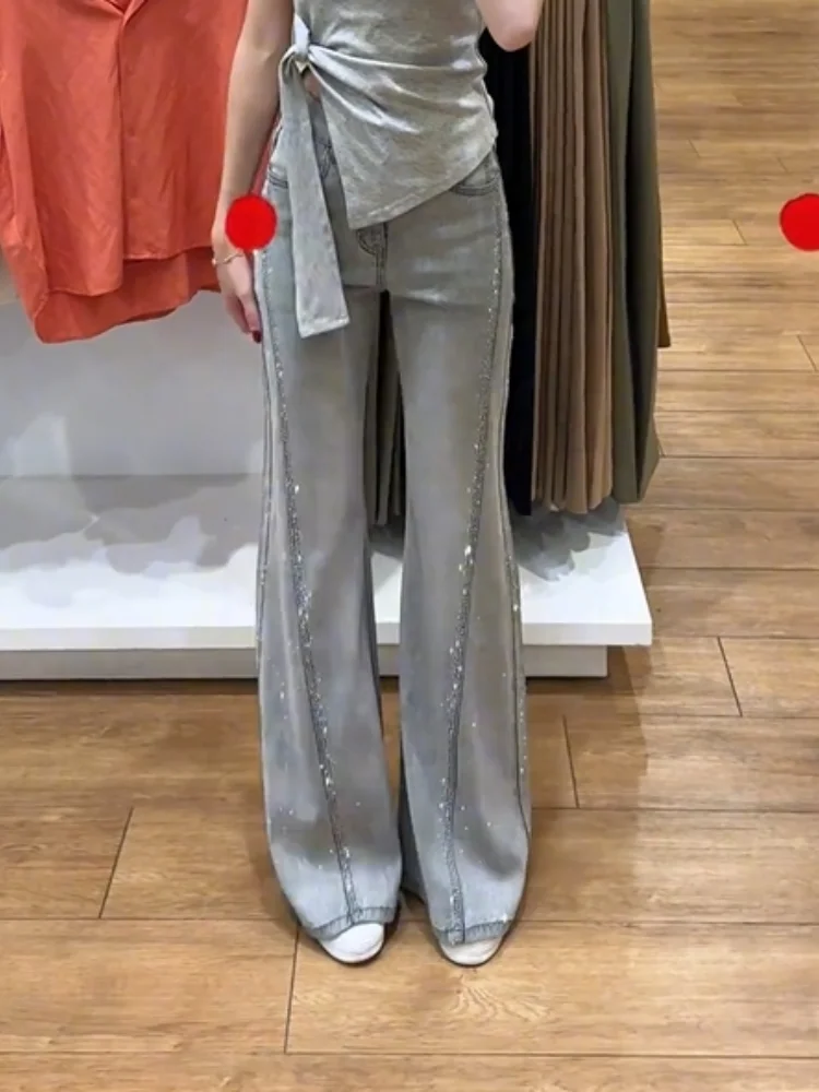 Lose Fit Amerikanischen Retro plus Größe Denim Jeans frauen Herbst Neue Sle Abnehmen Breite Bein Hosen Hohe Taille Lange glocke B...