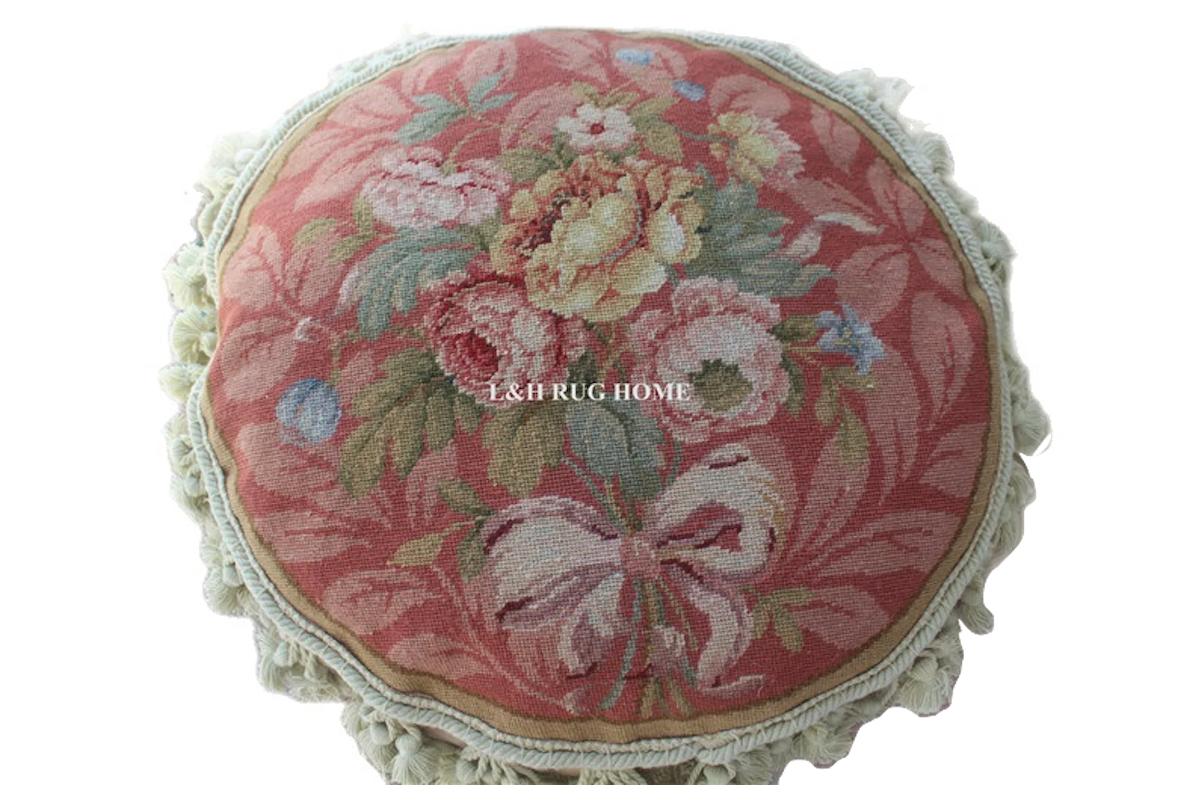 

Free Shipping 15K Round Dia 16" Needlepoint pillow Handmade Woolen pillow, hand stitched pillow, no insertion