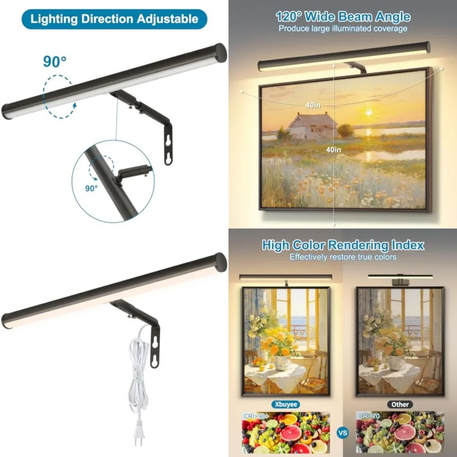 

Plug in LED Picture Lights for Paintings, 3000K Adjustable Art Light Gallery LED Wall Light Wall Sconces for Display Art Work,