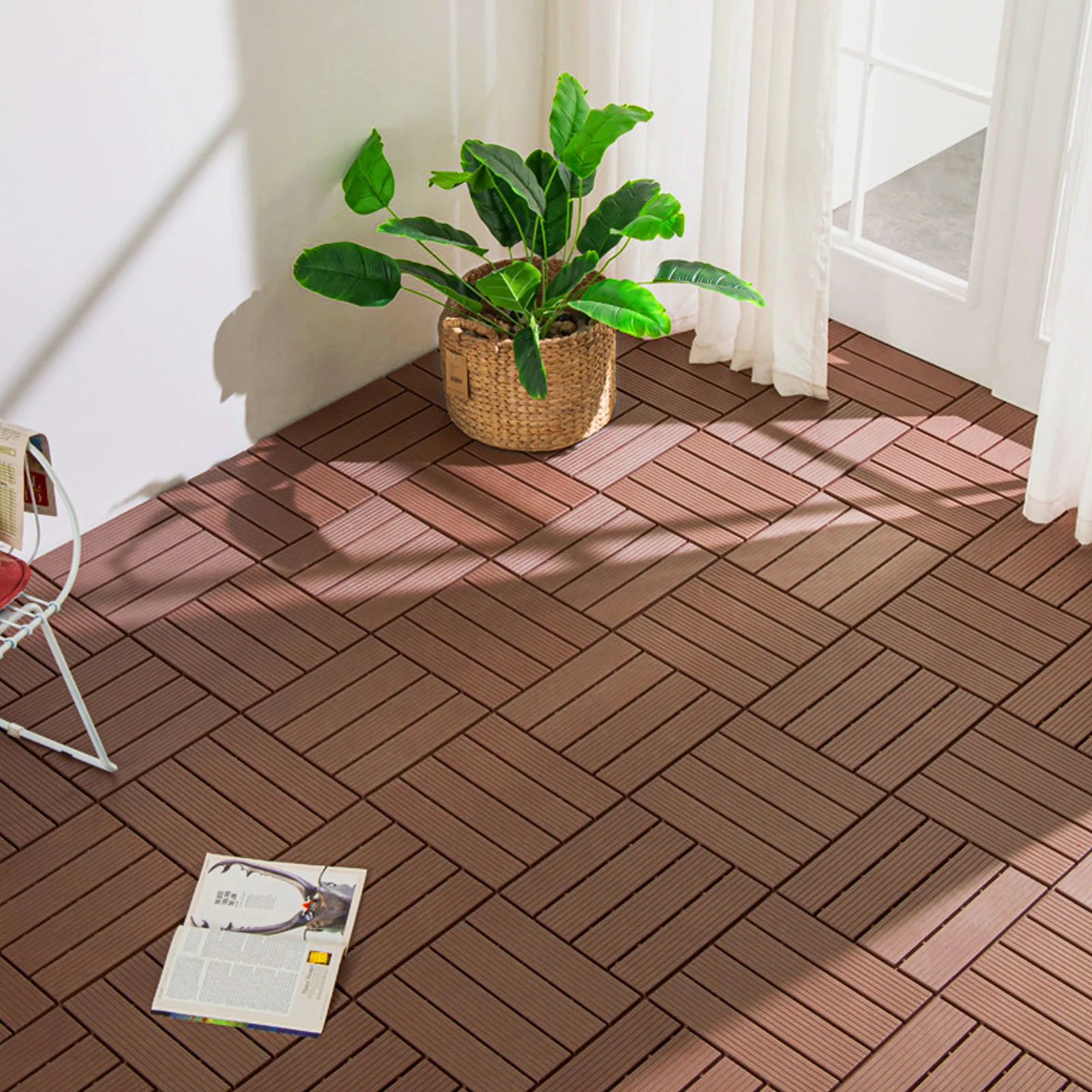 

2Pcs Lightweight WoodPlastic Floor Waterproof Corrosion Proof Garden Splicing Floor For Balcony