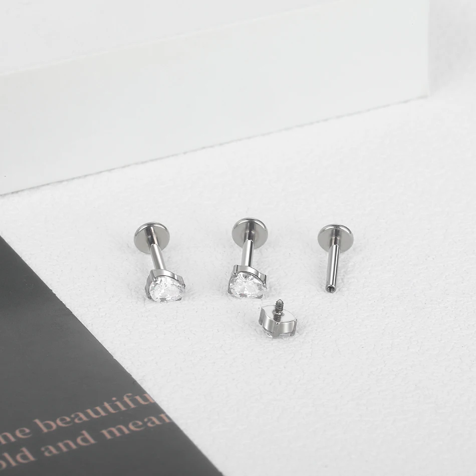 1PC Titan Zirkonia Ohrstecker Tragus Helix Piercing Innengewinde Labret Piercing Lippenring Schmuck für Frauen – Detail 7