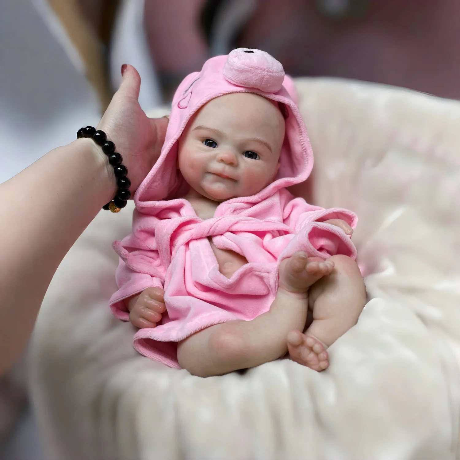 38cm Full Body Solid Silicone Reborn Baby Girl With Visible Veins Soft Touch Feeling Silicone Bebe Reborn Girl For Children Toy