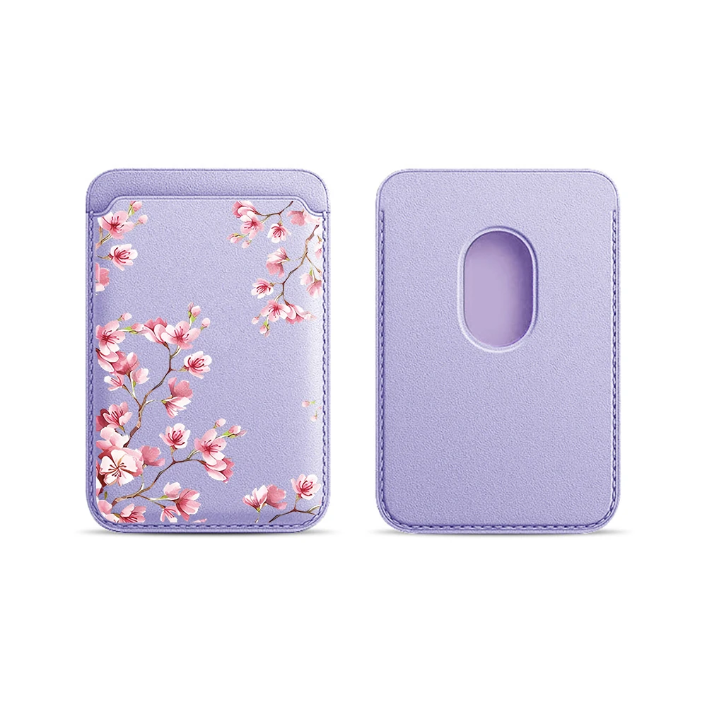 Kirschblüten-Leder-Kartenetui Handy-Kartenhalter Magnetische Hülle Geeignet für alle iPhone Magsafe-Karten-Handy-Rückseiten-Taschen – Detail 8