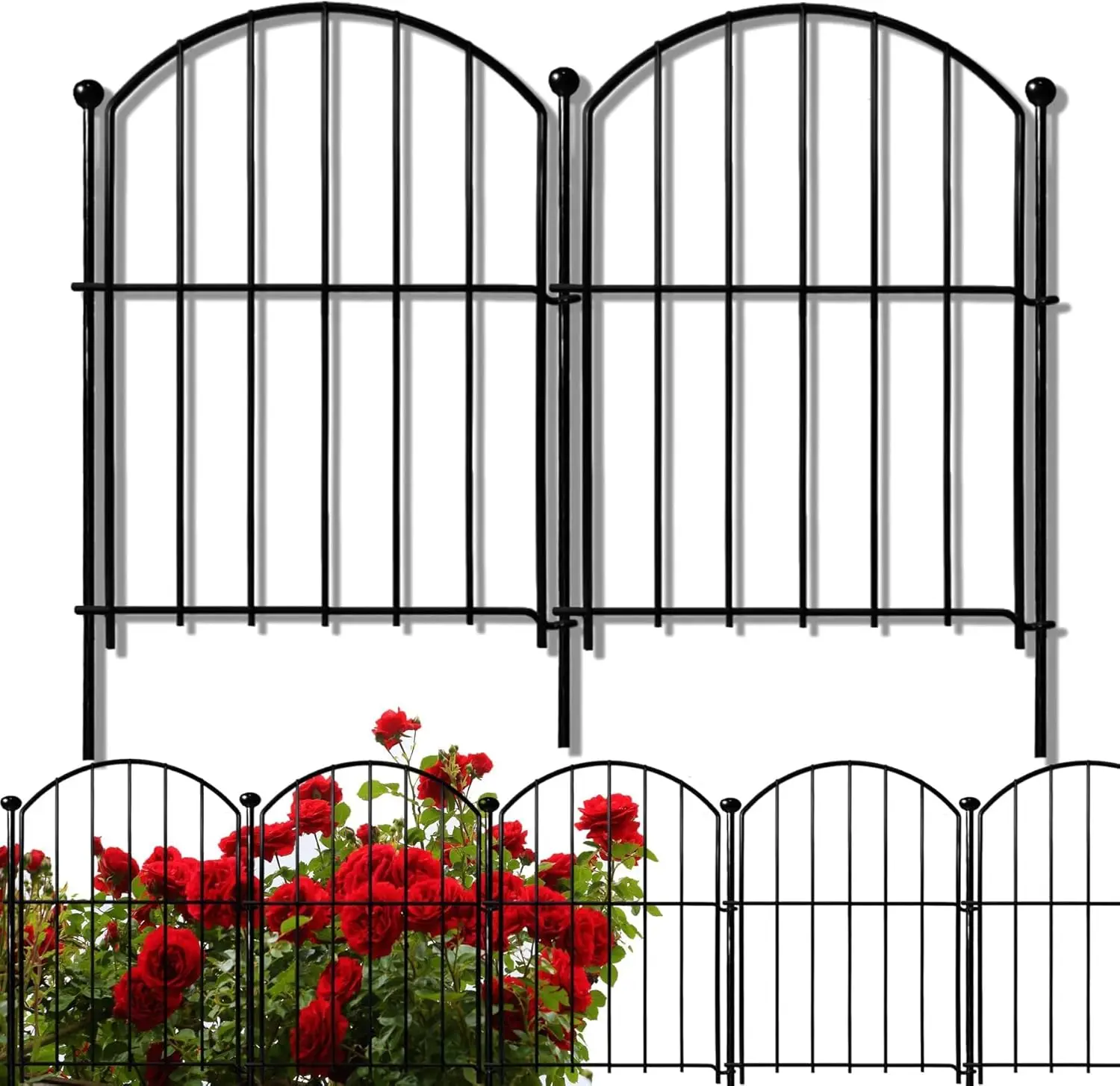 

17in x10ft Rustproof Metal Garden Fence, 10 Pack No Dig Animal Barrier for Dog & Flower Bed Edging