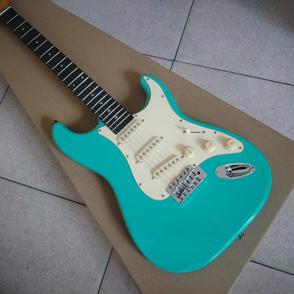 جيتار كهربائي أخضر عالي الجودة متوفر في المخزون، واقيات التقاط عتيقة، التقاطات SSS، شحن مجاني وسريع #6