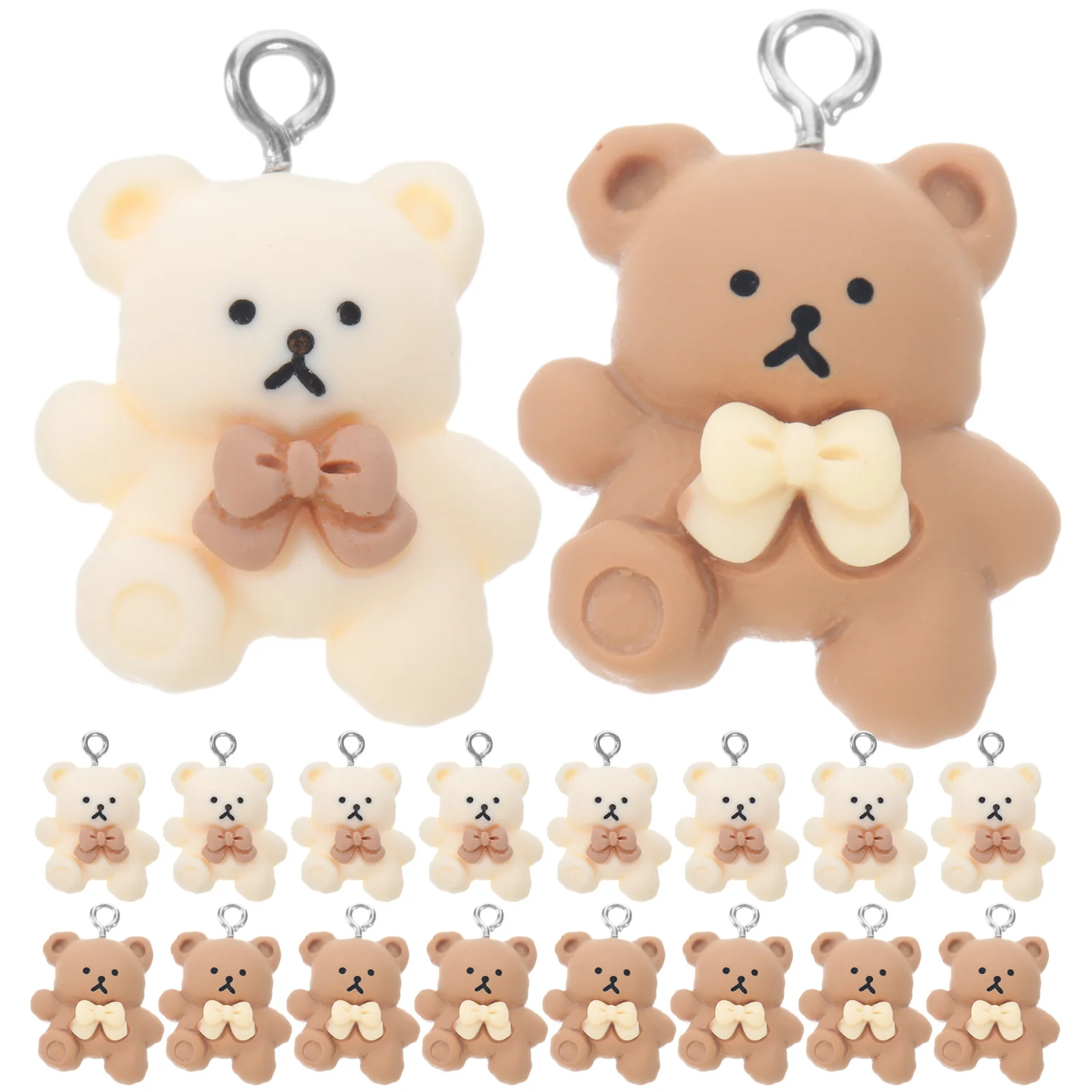 

24 шт., ювелирные изделия с медведем, подвески из смолы, маленькие подвески «сделай сам», для ожерелья, браслета, брелка, кулон, аксессуары для рукоделия, милый дизайн с бантом