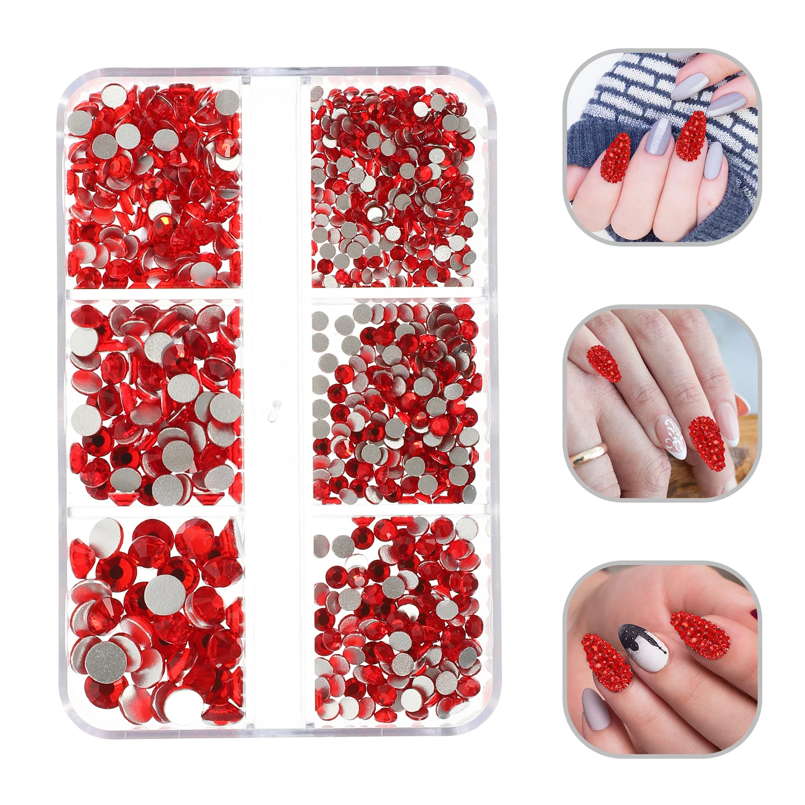 สติกเกอร์ติดเล็บแบบกล่อง 1 กล่อง ลายเจาะน้ำ แบบแบน สำหรับตกแต่งเล็บ ทำเล็บ ตกแต่งเคสมือถือ งานฝีมือ และอุปกรณ์ตกแต่ง