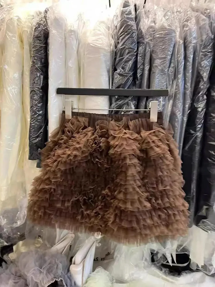 

Женский многослойный торт, милая тяжелая сетка, пушистая короткая юбка с узкой талией, Faldas Mujer, тюлевые юбки Jupe Y2k