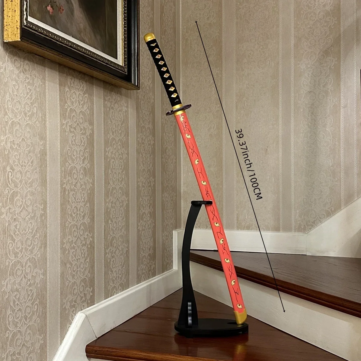 39.3인치 귀멸의 칼날 코쿠시보 나무 카타나 검 오리지널 사무라이 카타나 검 닌자 나이프 코스프레 소품 장난감