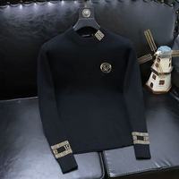 Fashionable round Neck Sweatshirt Embroidered Base Layer Casual German Velvet Shirt Slim Fit Youth Leisure Hoodie Urban Style