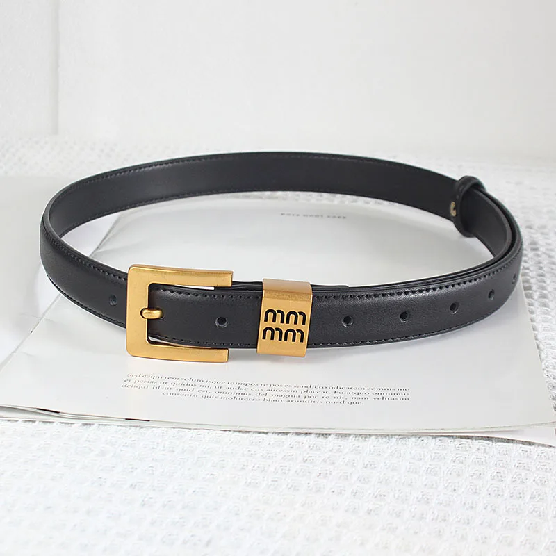 

New Design Texture Waist Letter Gold Buckle French Exquisite Cowhide Belt Women's Decorative Belt