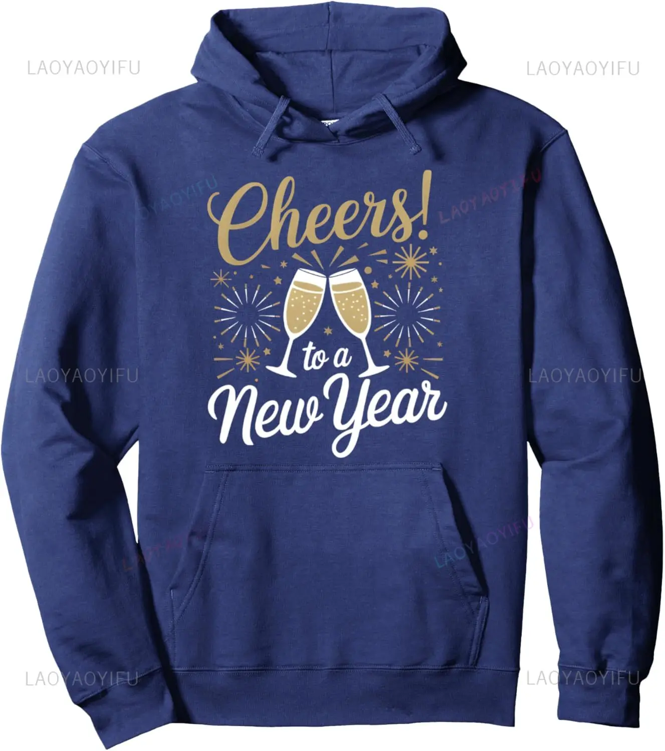 Cheers To A New Year Happy New Year 2026 Pullover Hoodie Print on Demand Hoodies Customizable Sweatshirt Graphic Hoodie