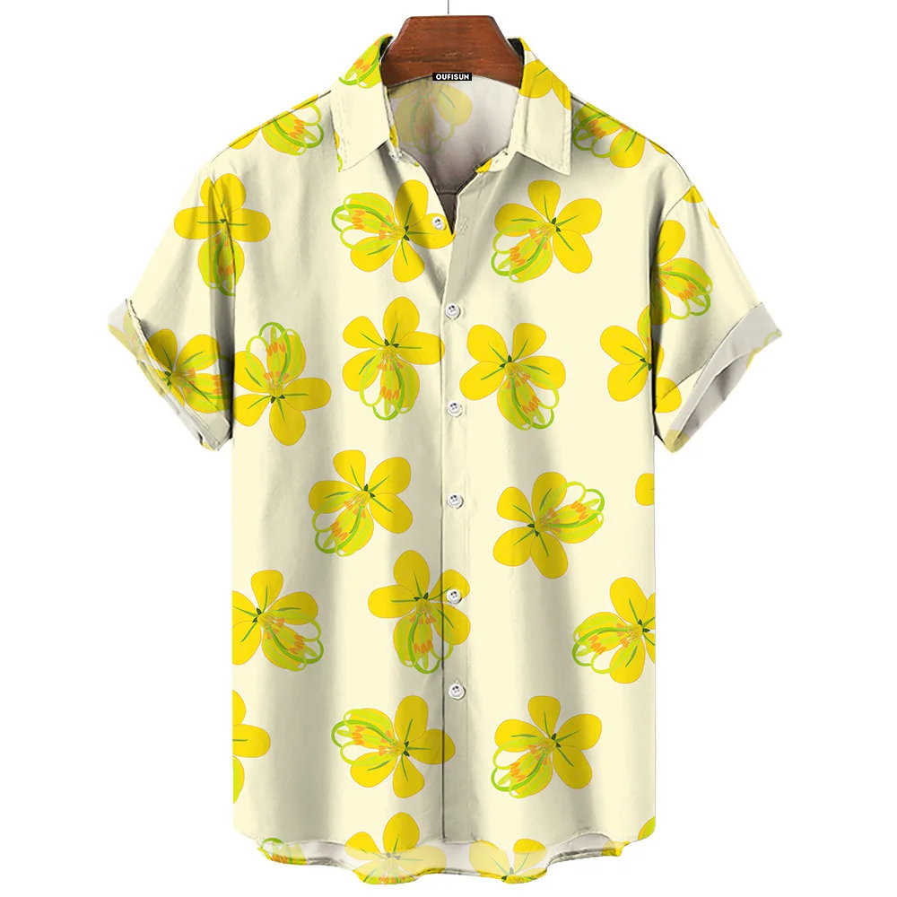 Hawaiian Shirt For Men Floral Short Sleeved Shirt Men's Casual Top Clothing Casual Blouse Oversized Streetwear Men's Clothing