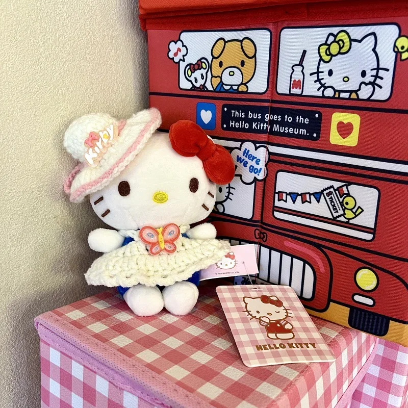 

Hello Kitty Summer Fashion Diy Straw Hat Wool Hat Blue Skirt Bag Pendan Kt Cat Keychain Kids Fans Gift