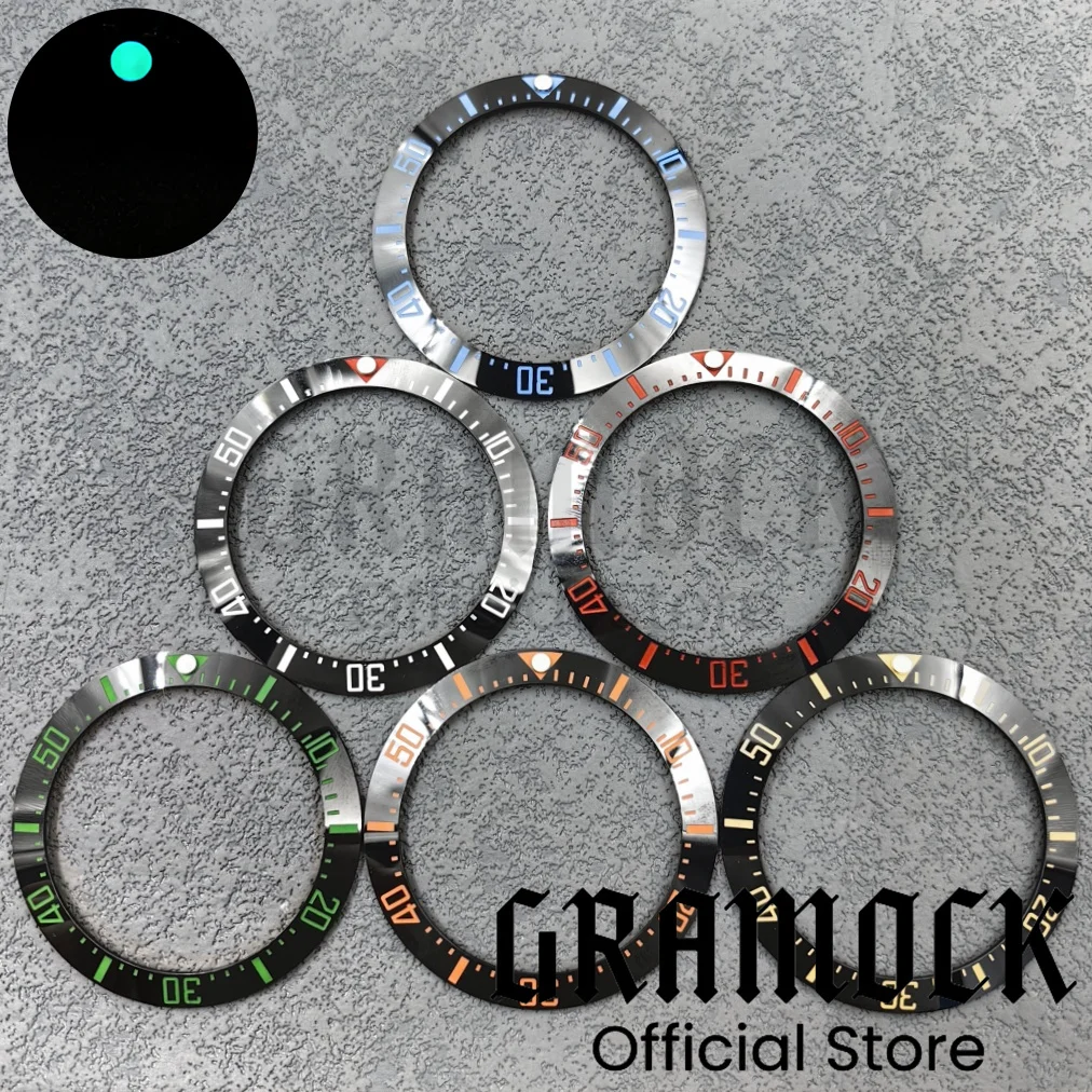 GRAMOCK 40mm SUB Ceramic Watch Bezel Insert Ring Slope Super Luminous Fit 43mm DEEP SEA Homage Dive Watch Case Watch Accessories