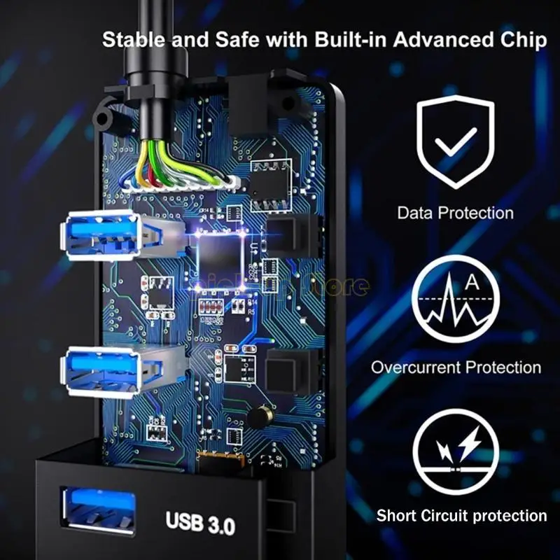 Q5WA 8 Port USB 2.0 Hub Multi USB -Hub с индивидуальными выключателями света