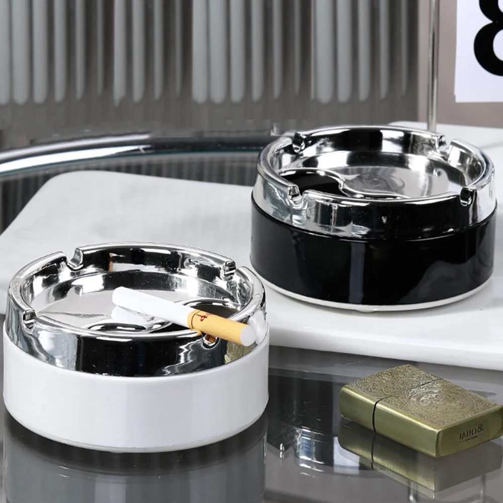 Electroplated ashtray, sealed and windproof ashtray, rotating thickened living room home use ashtray, simple and stylish