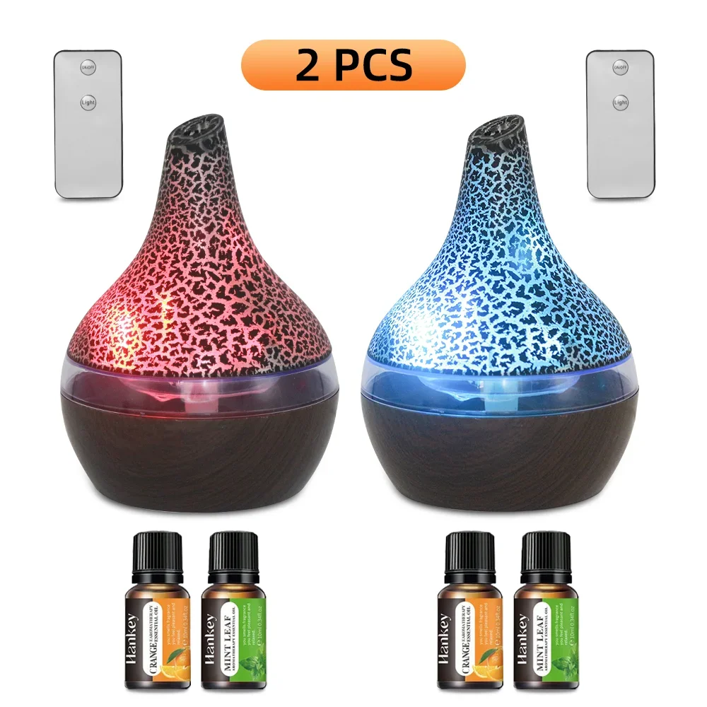 

2 Pack, 300ml Essential Oil Diffuser with Remote Control Whisper-Quiet Ultrasonic Diffuser, 7 Color Changing LED Lights for Hom