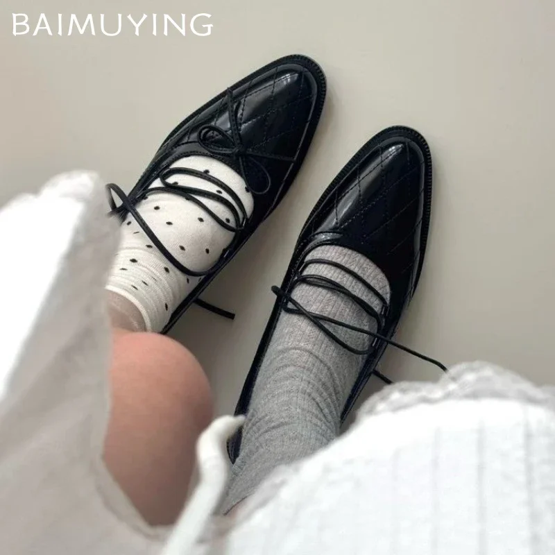 Zapatos de tacón medio de diseñador para mujer, Sandalias de tacón con lazo, Zapatos gruesos con cordones poco profundos, elegantes, para verano, 2025