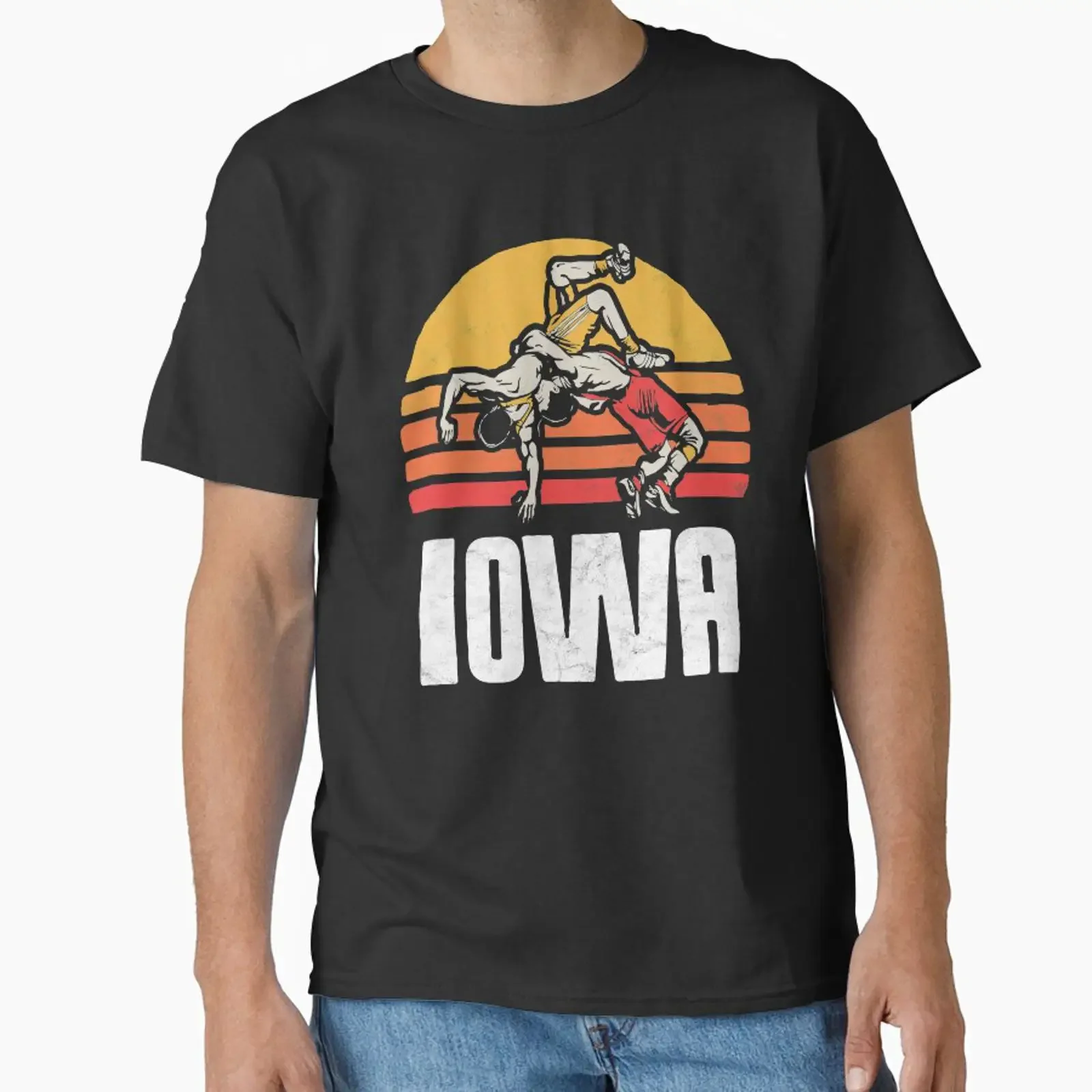 Iowa Wrestling Classic T Shirt vintage Washed fashion Breathable Unisex Versatile Casual Stretched Comfortable Soft Slightly