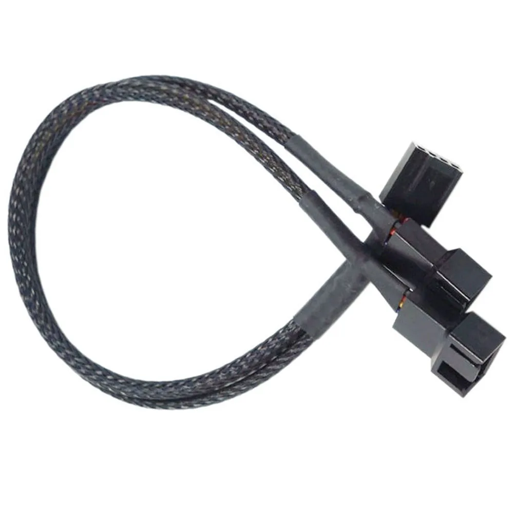Black Snake Skin 4 Pin Fan Splitter Cable 26cm 1 To 3 Channel Extension Cord For PC Computer Case Cooling System Adapter