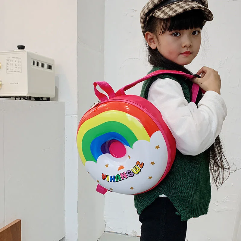 Kids Cartoon Backpack Children Boy Girl Schoolbag Rainbow Donut Fruit Bagpacks Multi-functional Children Kids Festival Gifts