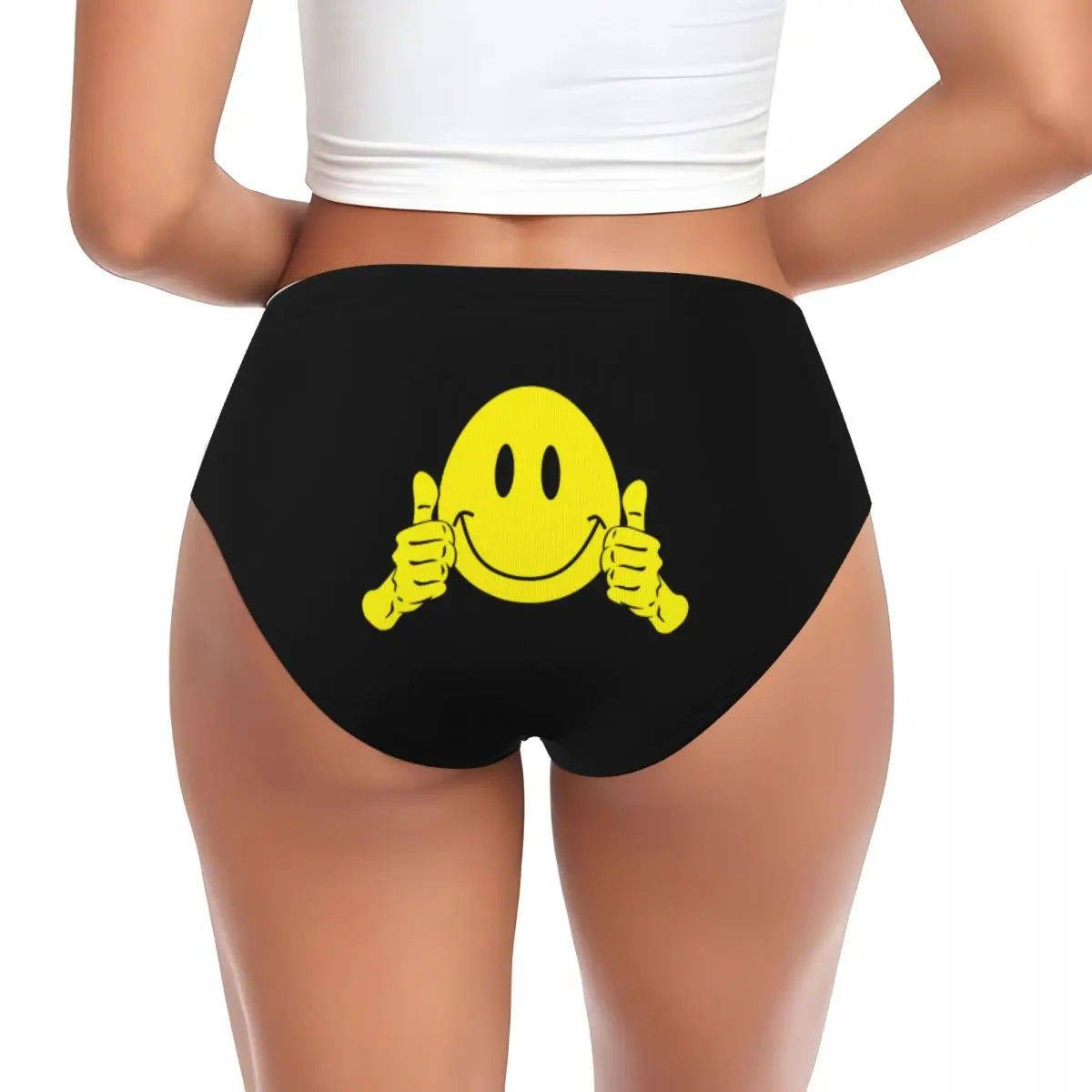 Custom Thumbs Up Emotion Smile Face Briefs Underwear Womens Breathable Stretch Panties