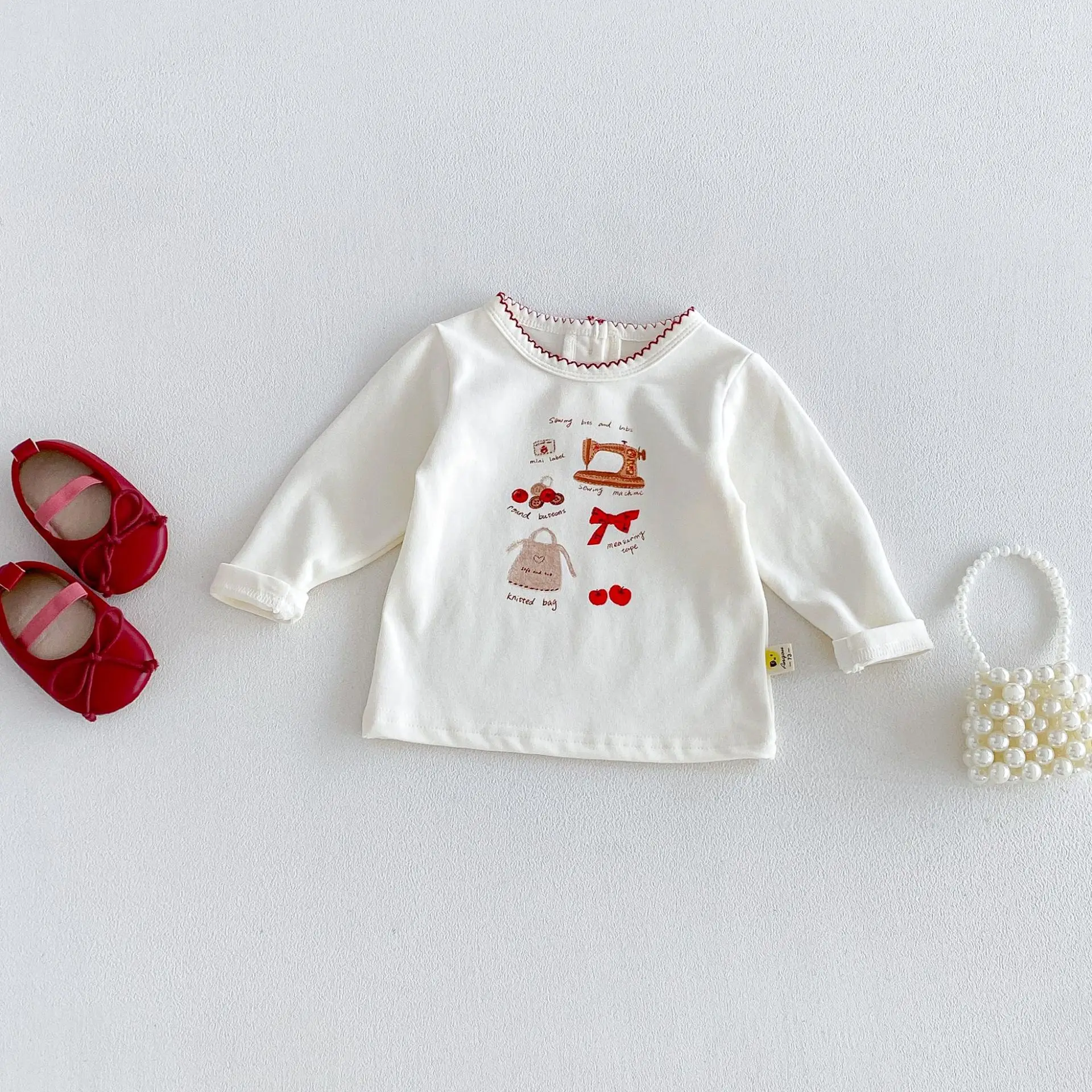 Girl's Cartoon T-shirt 2026 Autumn New Baby Top Girl Baby Long Sleeve Stylish Versatile Cotton Bottom Shirt