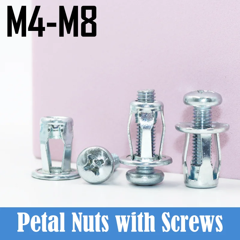 Petal Shape Metal Rivet Nuts Screws Expansion Screw Molly Jack Nut Screw Shape Metal License Plate Clamp Lock Petalnut Bolt Kit